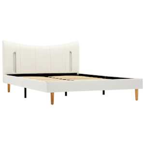 vidaXL Lovos rėmas su LED, baltos spalvos, 120x200cm, dirbtinė oda