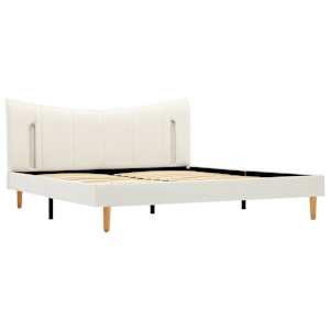 vidaXL Lovos rėmas su LED, baltos spalvos, 140x200cm, dirbtinė oda