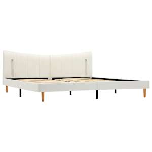vidaXL Lovos rėmas su LED, baltos spalvos, 180x200cm, dirbtinė oda