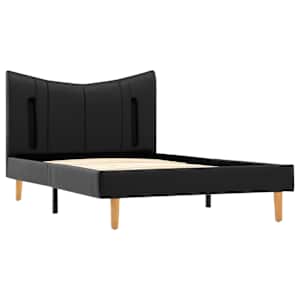 vidaXL Lovos rėmas su LED, juodos spalvos, 90x200cm, dirbtinė oda