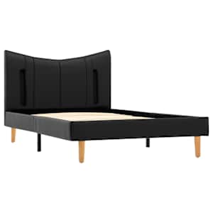vidaXL Lovos rėmas su LED, juodos spalvos, 100x200cm, dirbtinė oda