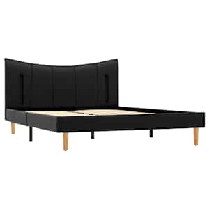 vidaXL Lovos rėmas su LED, juodos spalvos, 120x200cm, dirbtinė oda