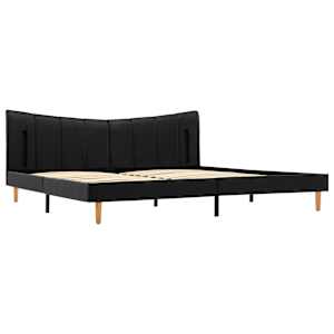 vidaXL Lovos rėmas su LED, juodos spalvos, 200x200cm, dirbtinė oda