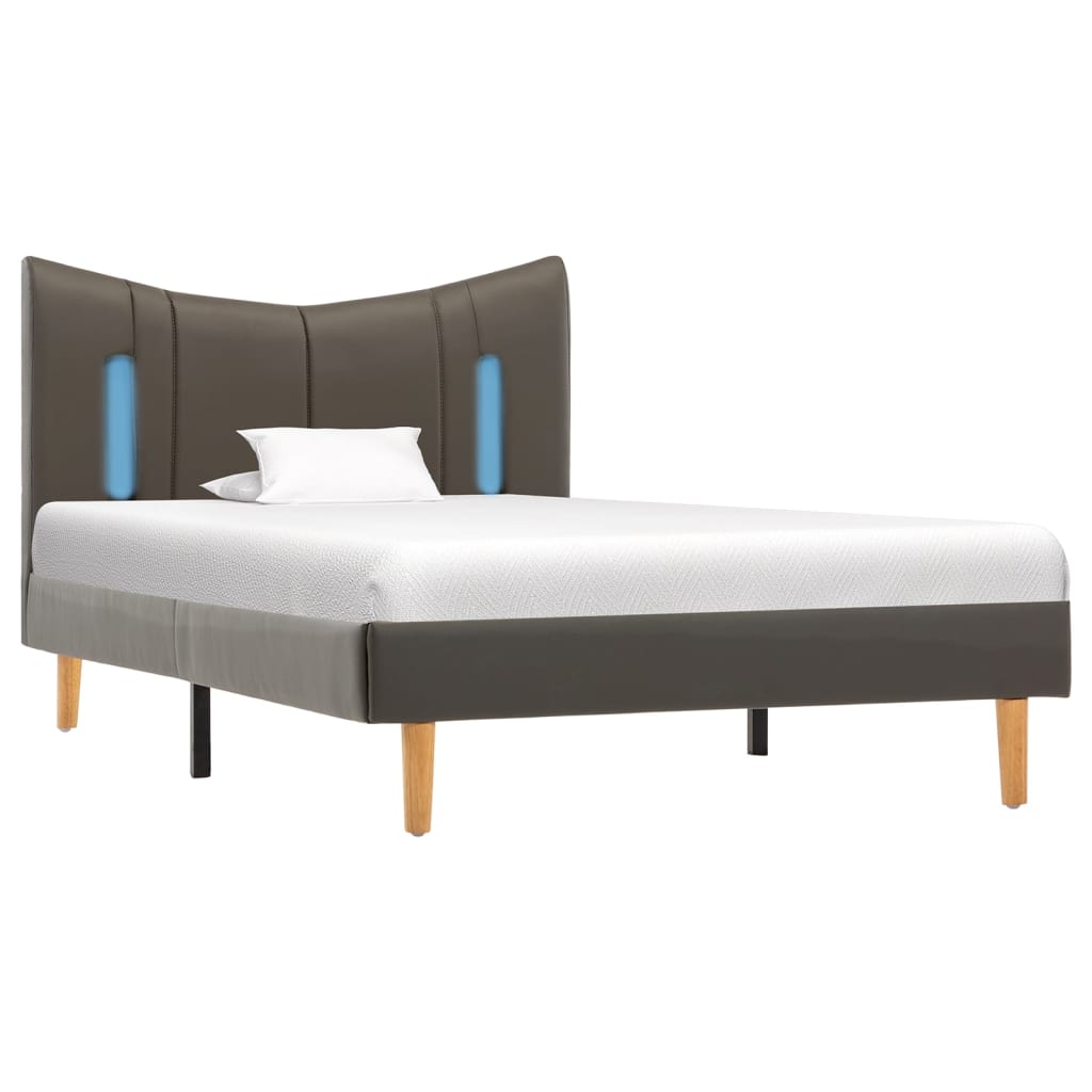 

vidaXL Bedframe met LED kunstleer antraciet 90x200 cm