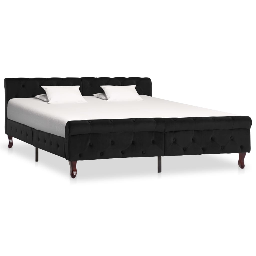 vidaXL Cadru de pat, negru, 160 x 200 cm, catifea vidaxl.ro