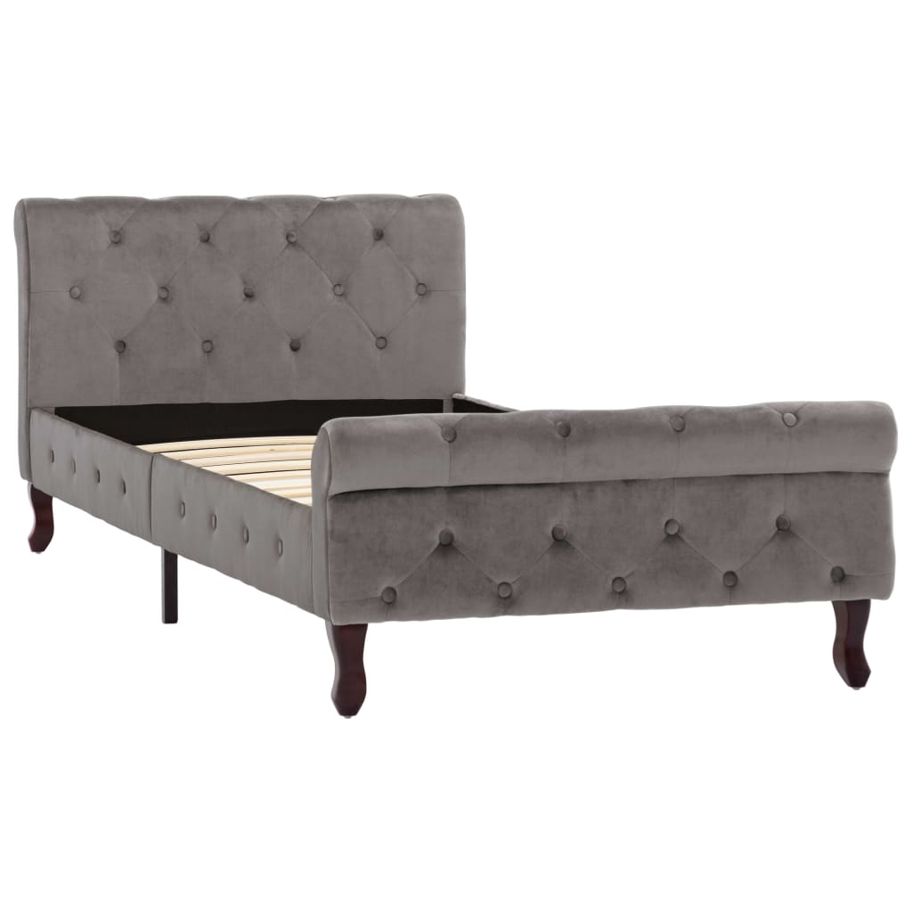 vidaXL Bedframe fluweel grijs 90x200 cm afbeelding