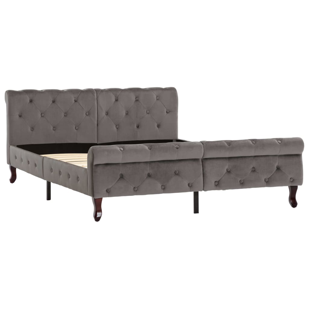 vidaXL Bedframe fluweel grijs 140x200 cm afbeelding