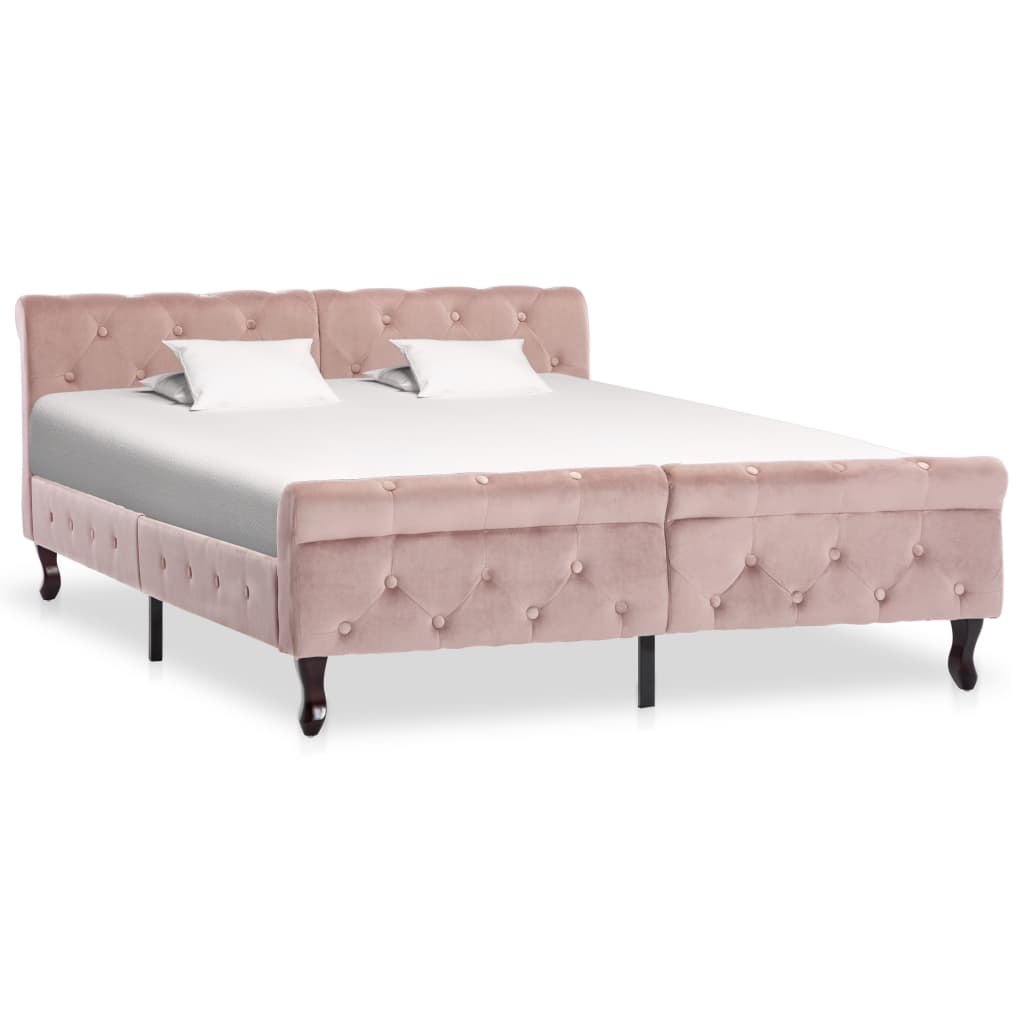 vidaXL Cadru de pat, roz, 140 x 200 cm, catifea imagine vidaxl.ro