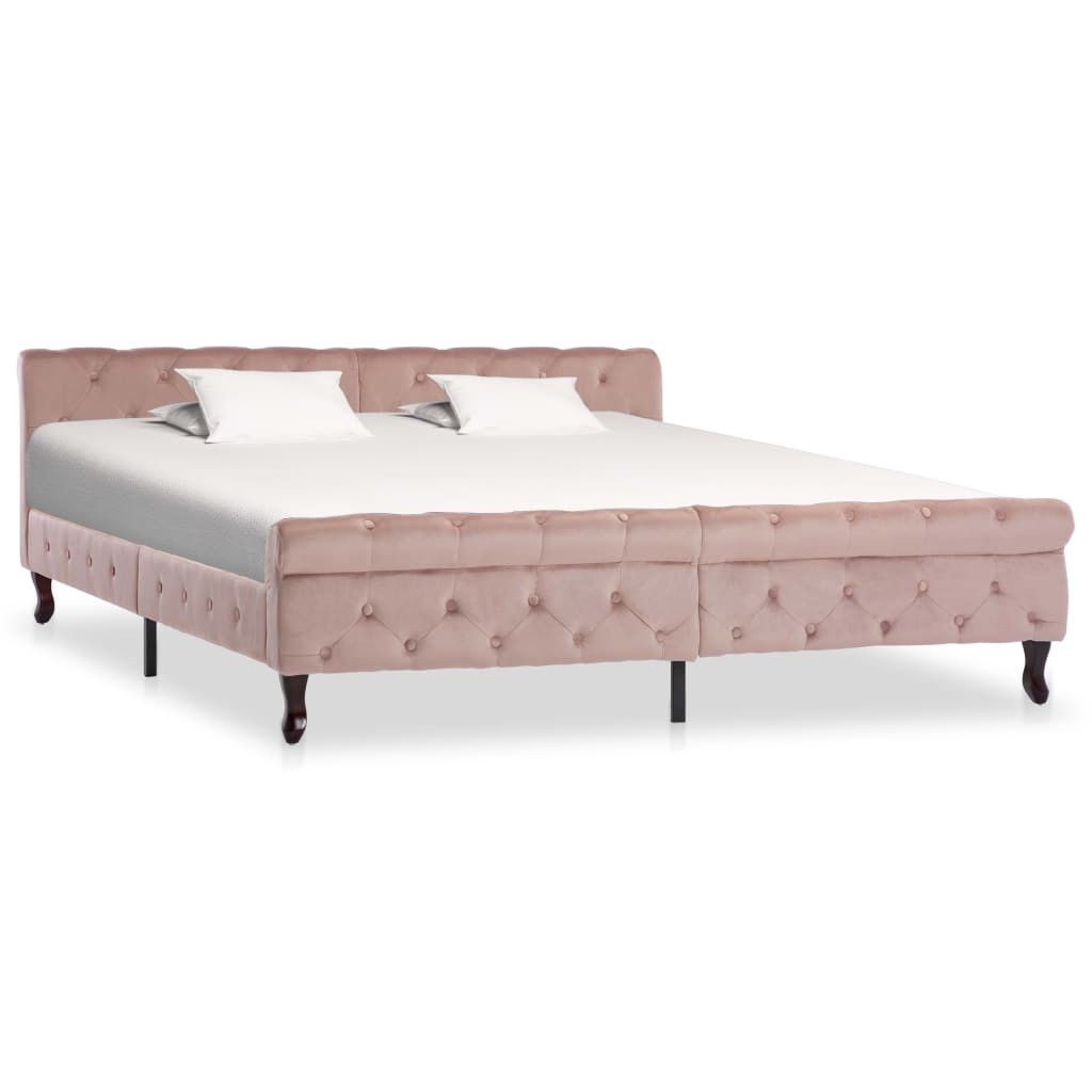 vidaXL Rám postele růžový samet 180 x 200 cm