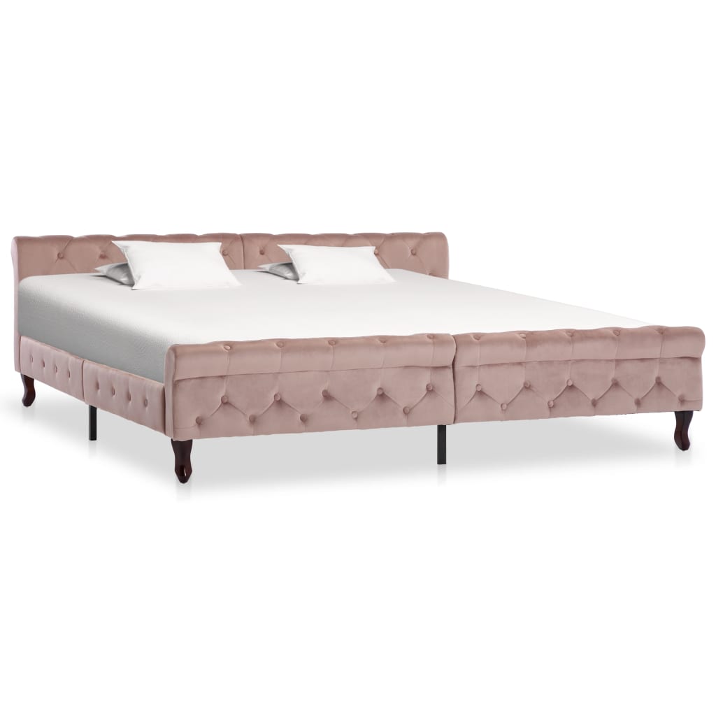 vidaXL Cadre de lit Rose Velours 200 x 200 cm