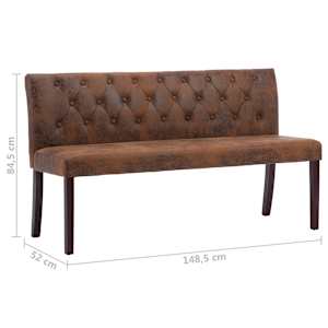 Lavice 148,5 cm hnědá umělá semišová kůže - obrázek 7