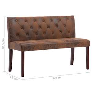 Lavice 120 cm hnědá umělá semišová kůže - obrázek 7
