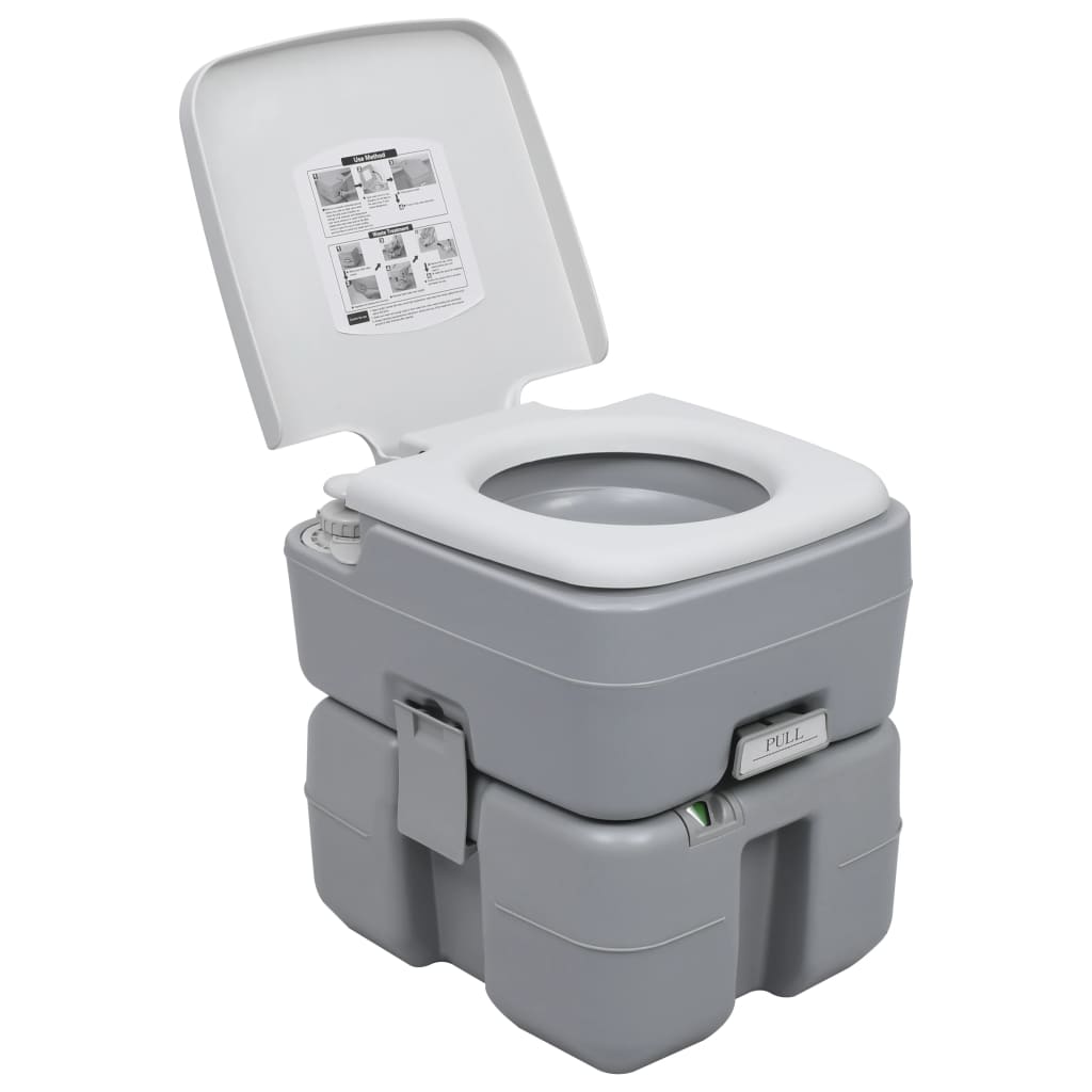 vidaXL Toaletă portabilă pentru camping, gri, 20+10 L vidaXL