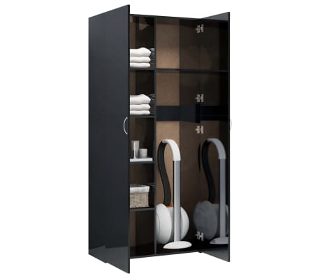 vidaXL Storage Cabinet High Gloss Black 31.5"x14"x70.9" Engineered Wood