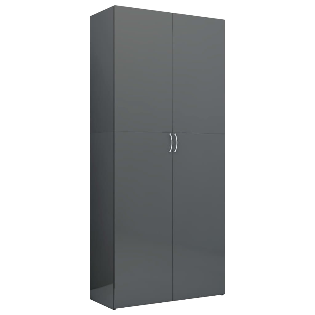 

vidaXL Storage Cabinet High Gloss Gray 31.5"x14"x70.9" Engineered Wood