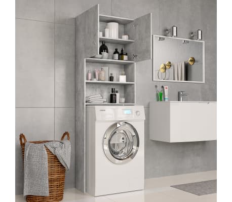 vidaXL Washing Machine Cabinet Concrete Grey 64x25.5x190 cm Engineered Wood