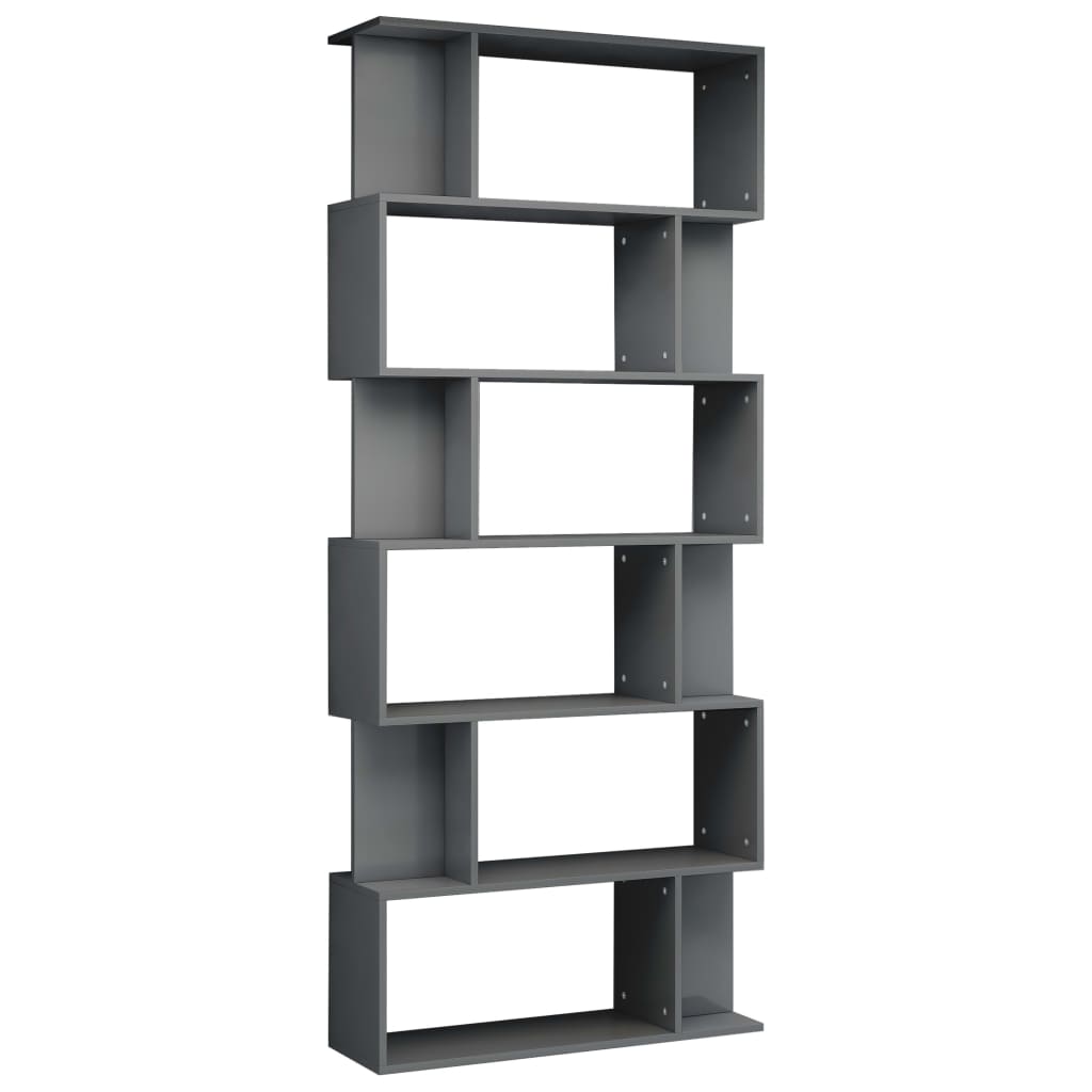 

vidaXL Book Cabinet/Room Divider High Gloss Gray 31.5"x9.4"x75.6" Engineered Wood