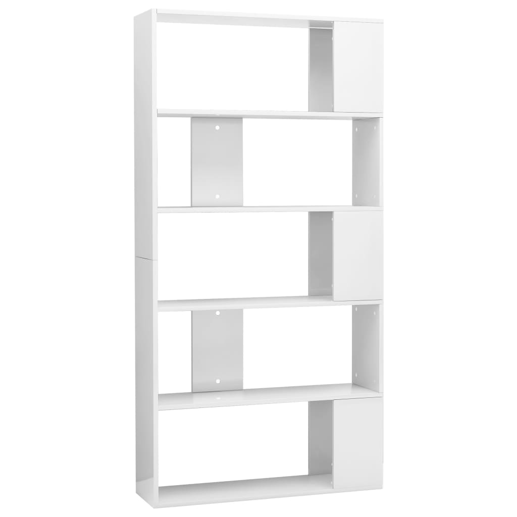 

vidaXL Book Cabinet/Room Divider High Gloss White 31.5"x9.4"x62.6" Engineered Wood