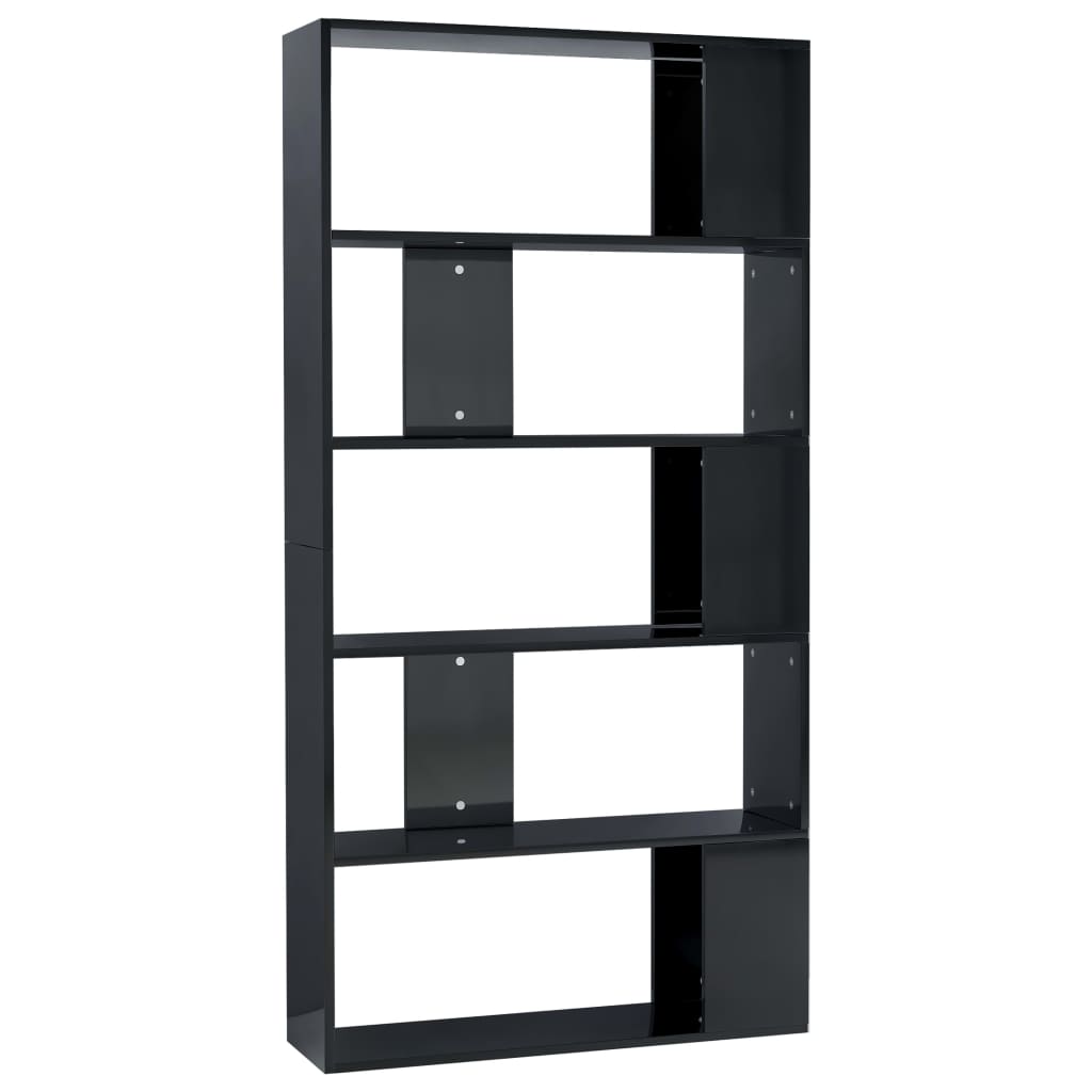 

vidaXL Book Cabinet/Room Divider High Gloss Black 31.5"x9.4"x62.6" Engineered Wood