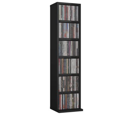vidaXL CD Cabinet High Gloss Black 8.3"x7.9"x34.6" Engineered Wood