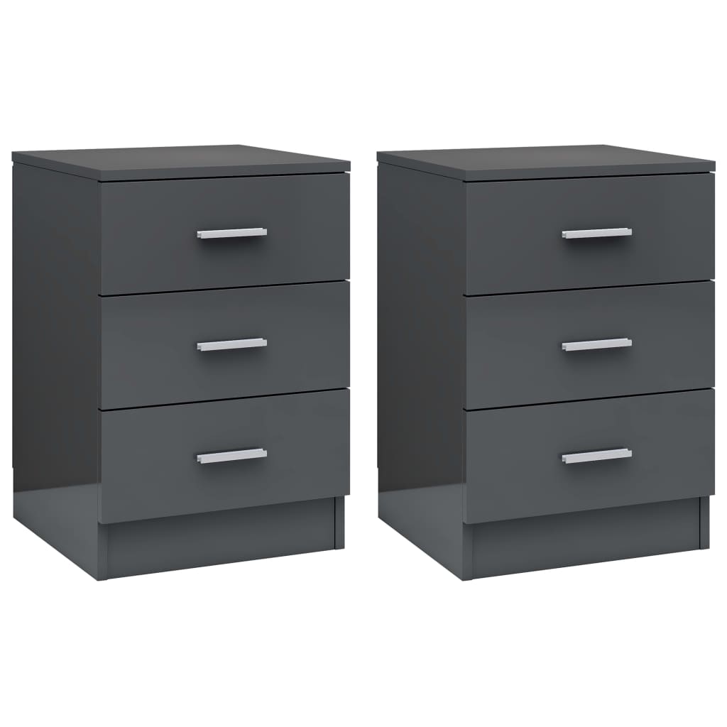 

vidaXL Bedside Cabinets 2 pcs High Gloss Gray 15"x13.8"x22" Chipboard