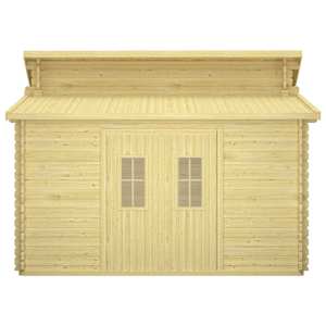 vidaXL tr&aelig;skur med gulv 44 mm 415x415x322,1 cm massivt fyrretr&aelig;