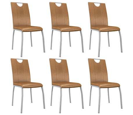vidaXL Eetkamerstoelen 6 st kunstleer bruin | vidaXL.nl vidaXL Eetkamerstoelen 6 st kunstleer bruin | Retro