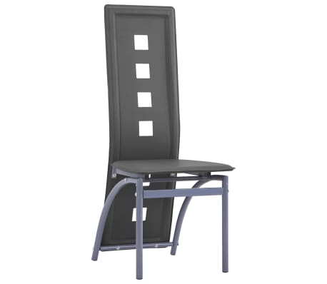 vidaXL Valgomojo kėdės, 6vnt., pilkos, dirbtinė oda