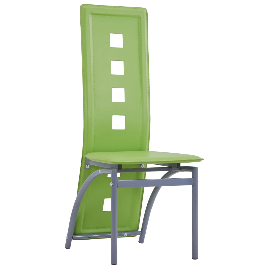 vidaXL Трапезни столове, 6 бр, зелени, изкуствена кожа