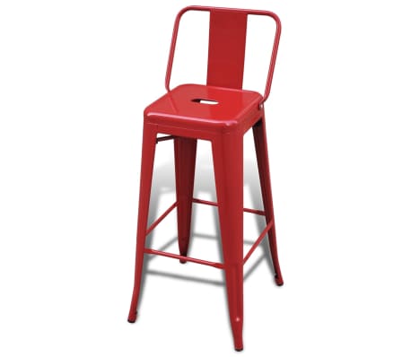 vidaXL bāra krēsli, 4 gab., sarkans tērauds