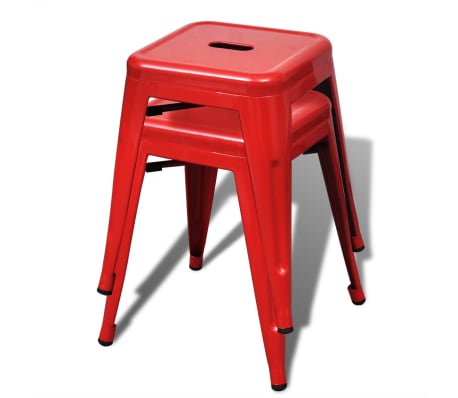 vidaXL Stacking Stools 4 pcs Red Steel