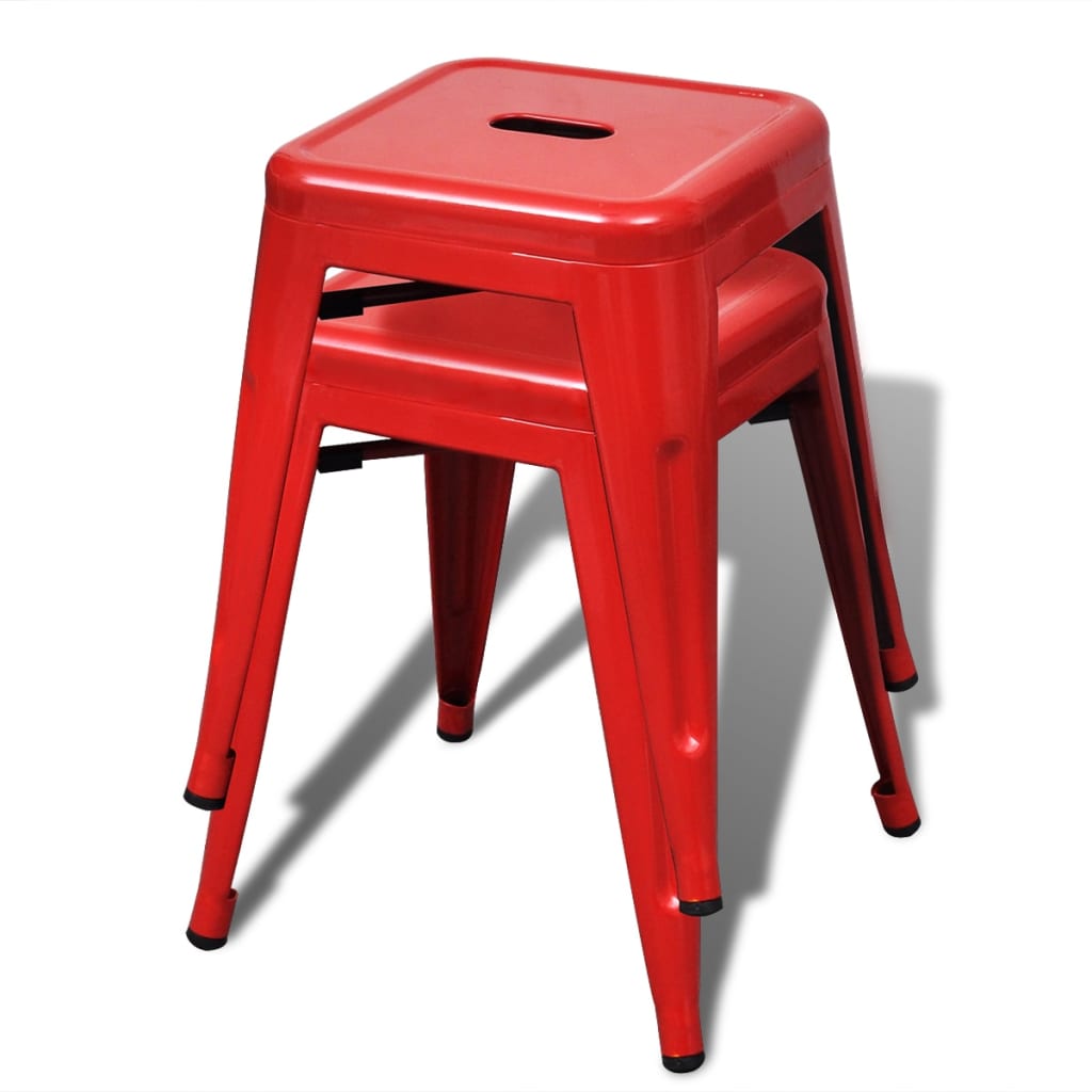 vidaXL Stacking Stools 6 pcs Red Steel