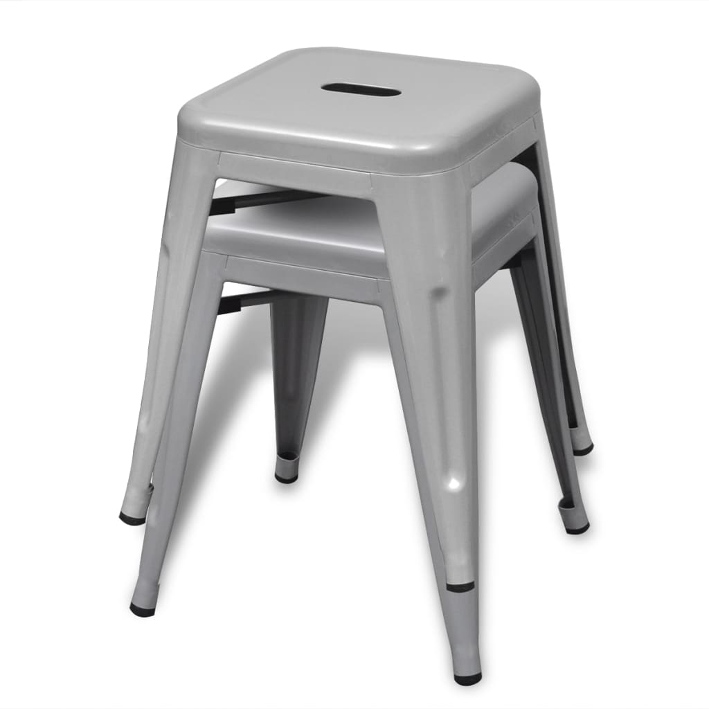 vidaXL Stacking Stools 4 pcs Grey Steel