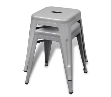 vidaXL Stacking Stools 4 pcs Grey Steel