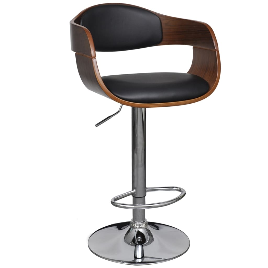 3052716 Bar Stools 2 pcs Black Bent Wood and Faux Leather (2x241053)