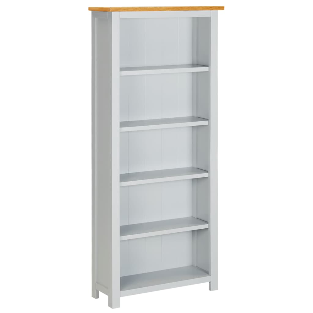 5-Tier Bookcase 60×22.5×140 cm Solid Oak Wood