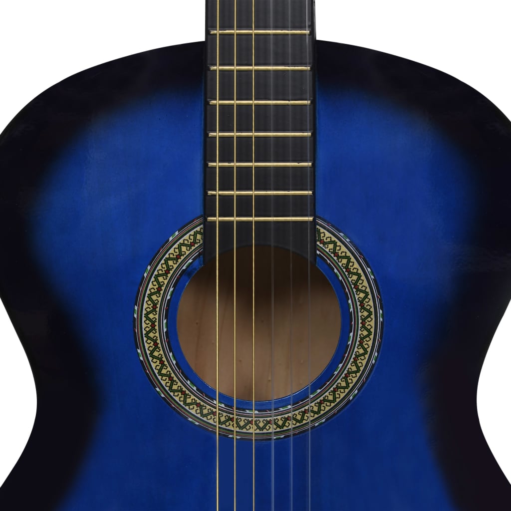 Kék klasszikus hársfa gitár kezdőknek 4/4 39" 