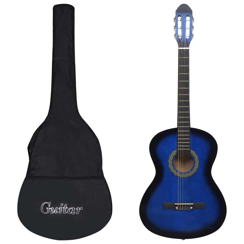 vidaXL Set chitară clasică începători, 12 piese, albastru, 4/4 39″ vidaXL imagine model 2022