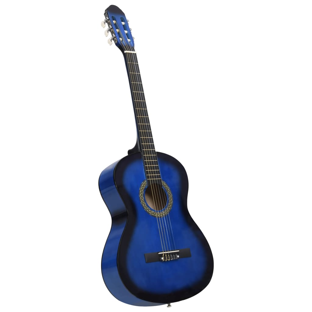 12 darabos kék klasszikus gitár kezdőkészlet 4/4 39" 
