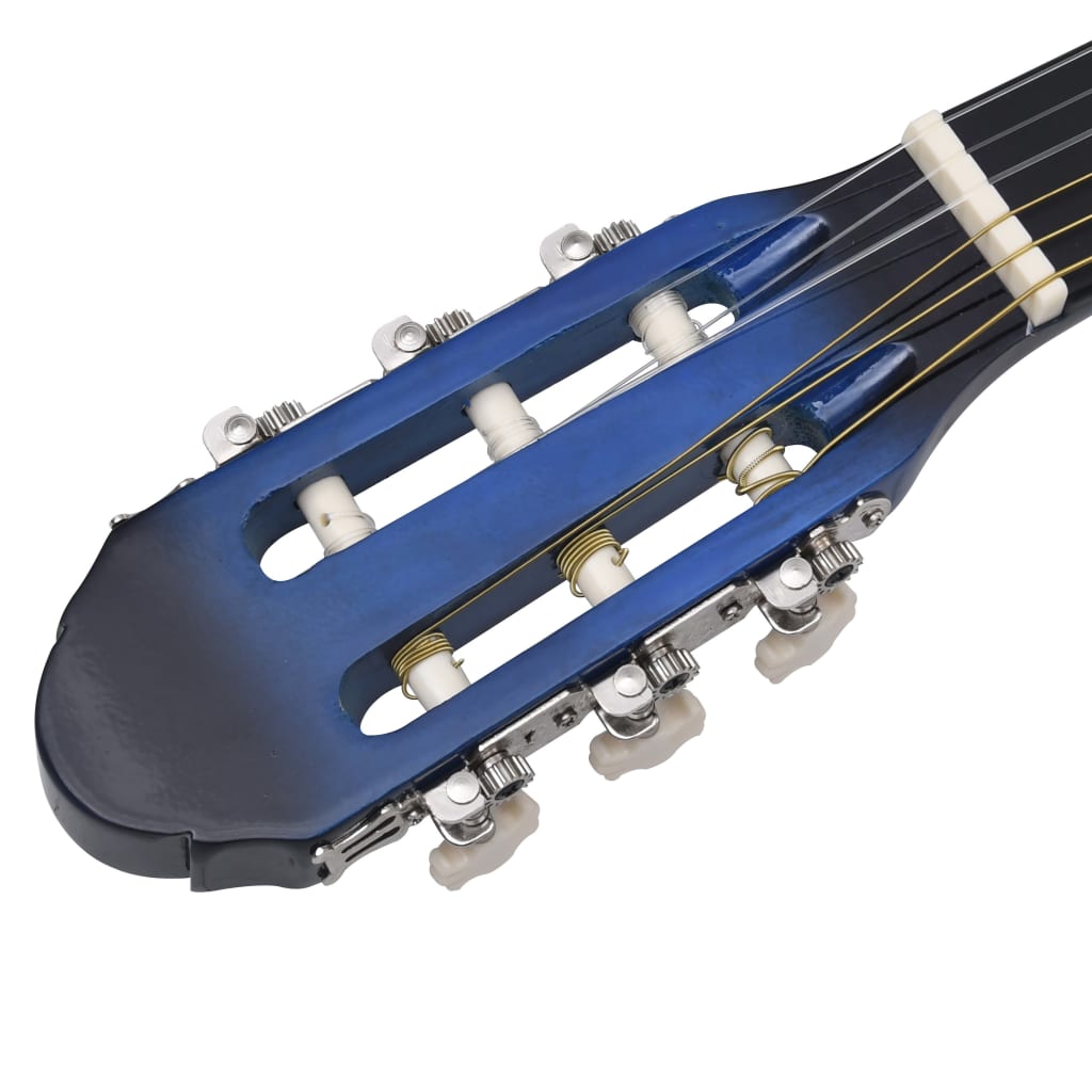 12 darabos kék klasszikus gitár kezdőkészlet 4/4 39" 