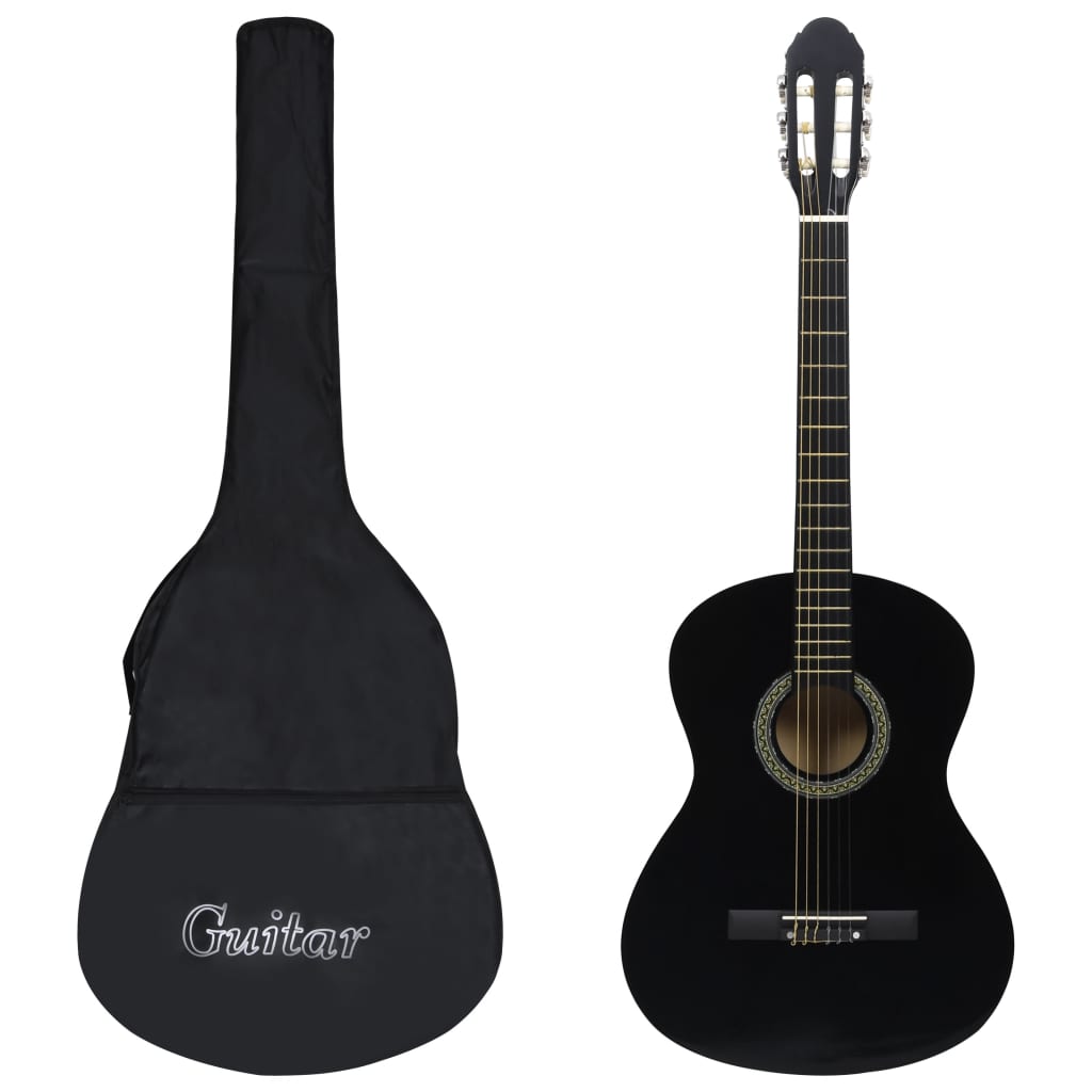 vidaXL 12-osainen klassinen kitara aloittelijan sarja musta 4/4 39″