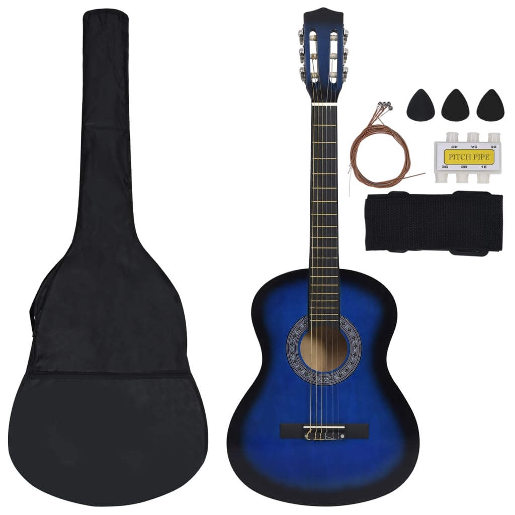 8-tlg. Klassikgitarren-Set für Anfänger & Kinder Blau 3/4 36