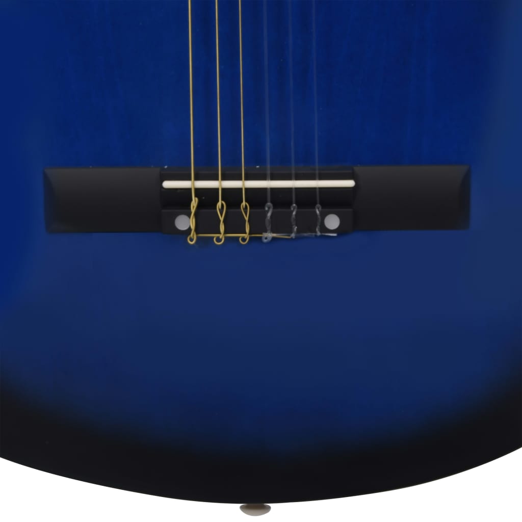 8 darabos kék klasszikus gitár kezdőkészlet 1/2 34" 