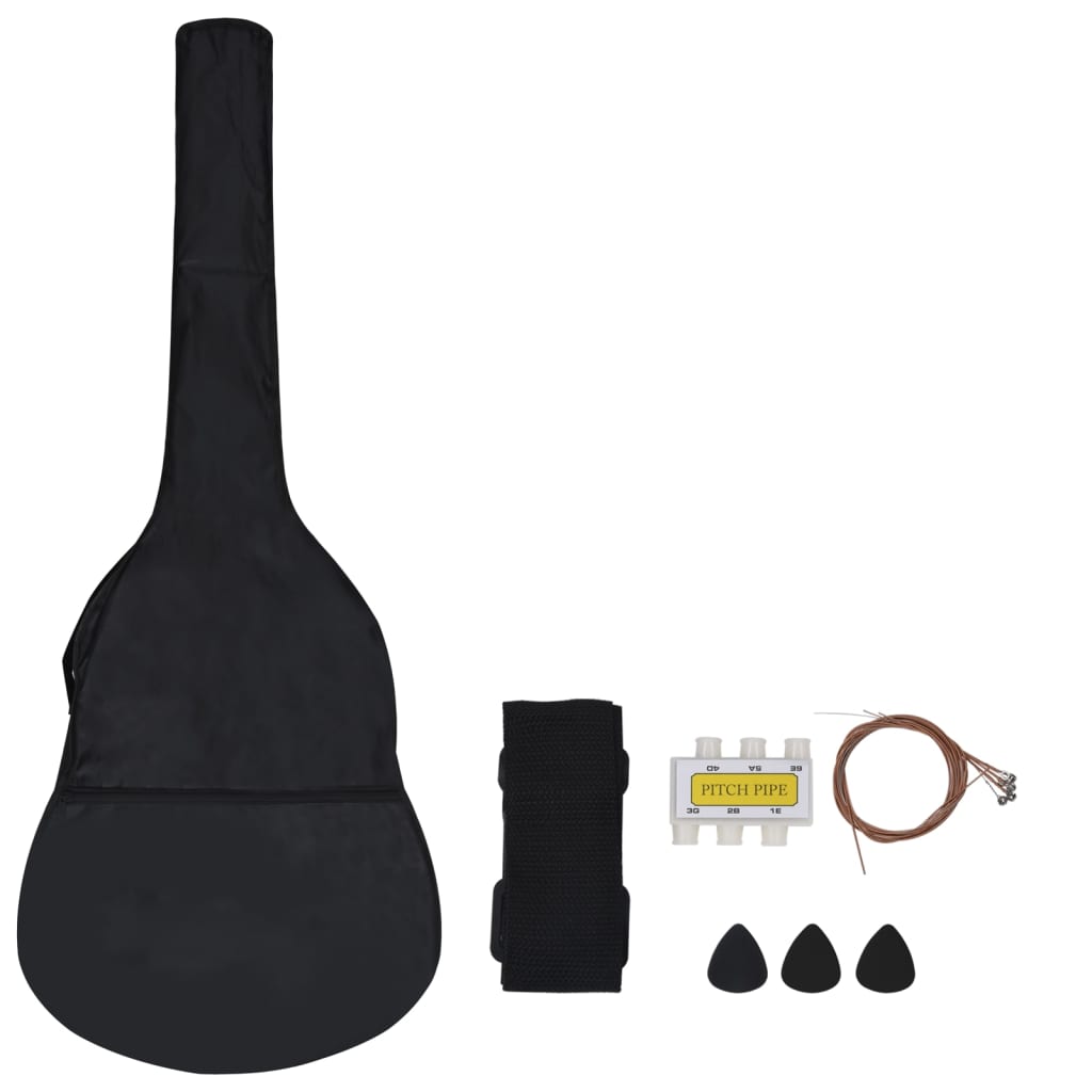 Alternativ bild 1 för VidaXl Klassisk Gitarr För Nybörjare 8 Delar Svart 1/2 34"