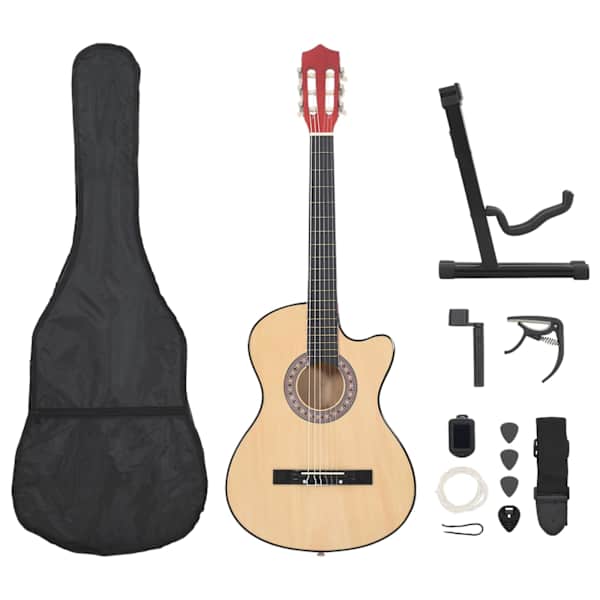 vidaXL 12-osaline akustilise kitarri komplekt 6 keelega, 38''