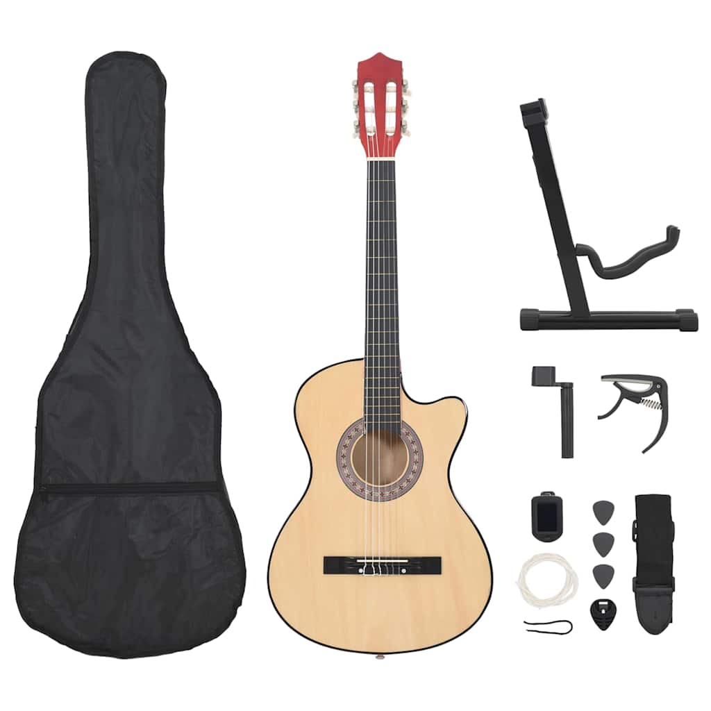vidaXL 12-dielna folková akustická gitara Cutaway so 6 strunami 38"