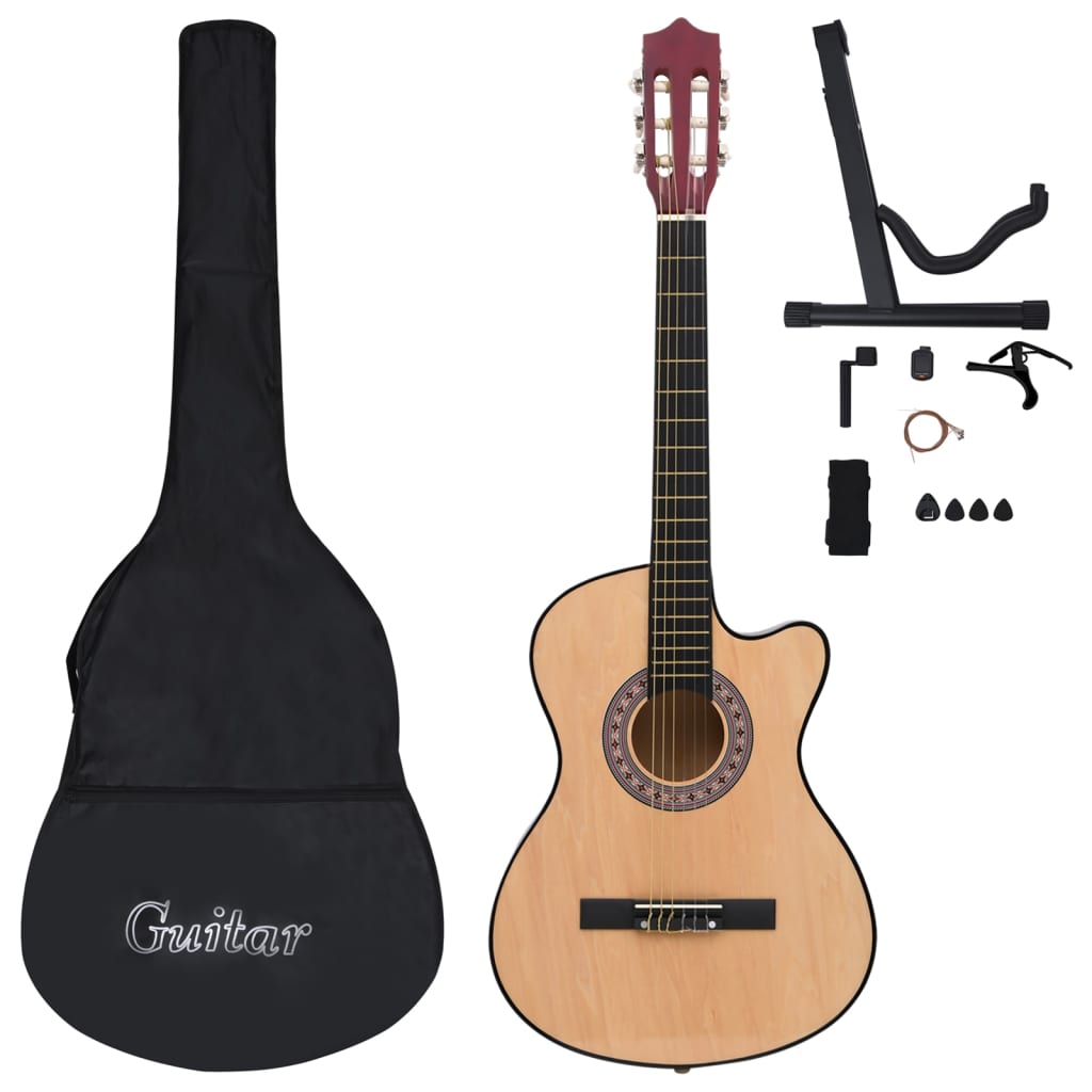  vidaXL Set chitară acustică occidentală 12 piese, cu 6 corzi, 38"  