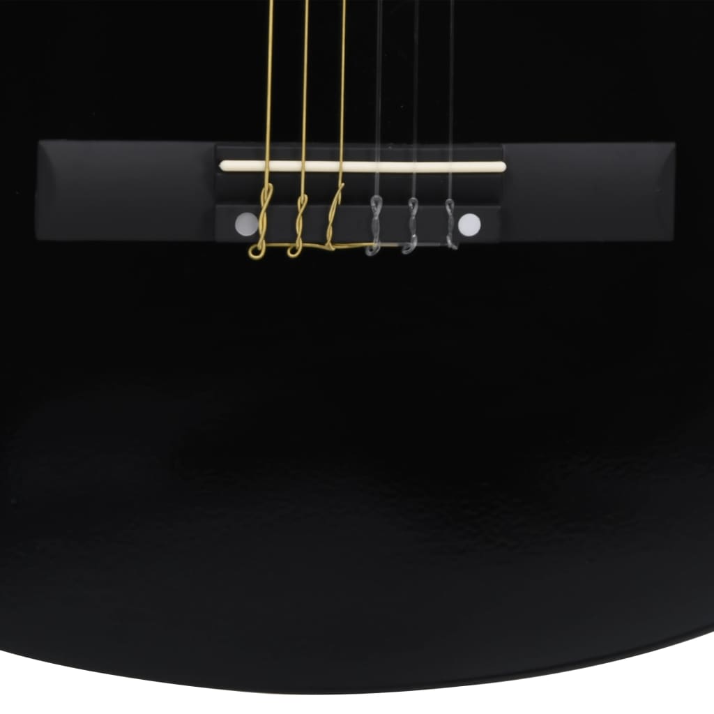 Fekete 6 húros klasszikus western cutaway gitár 38" 