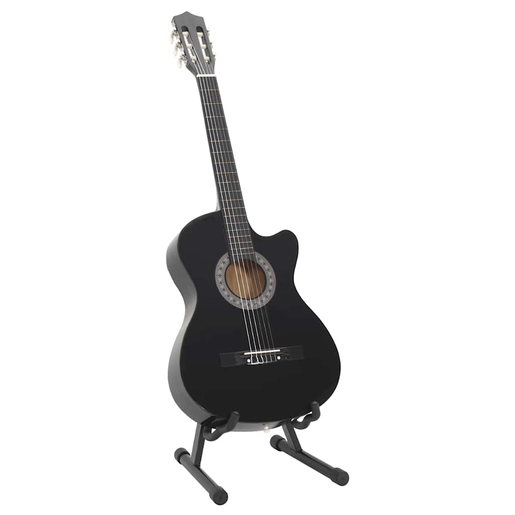 vidaXL 12-dielna folková klasická gitara so 6 strunami, čierna 38"