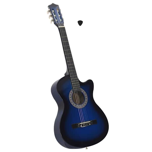 vidaXL Western klassikaline kitarr 6 keelega, sinine, varjuga, 38''
